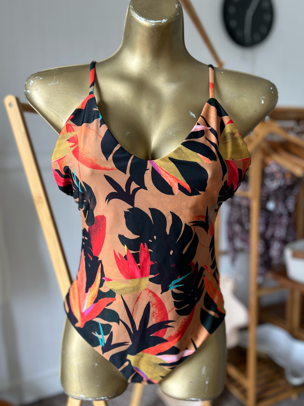 Stone Fox Orange Low-Back One-Piece Swimsuit